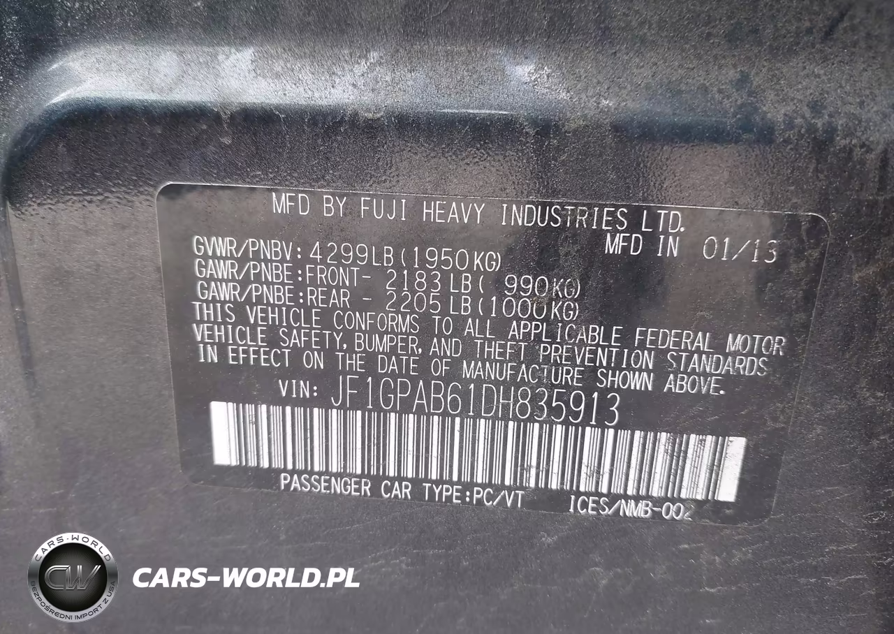 2013 Subaru Impreza 2.0I Premium VIN:JF1GPAB61DH835913 - 9
