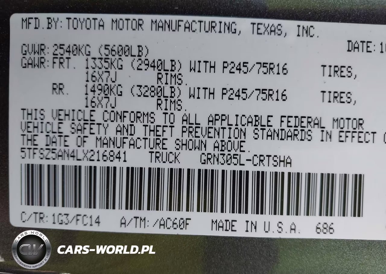 2020 Toyota Tacoma Sr5 V6 VIN:5TFSZ5AN4LX216841 - 9