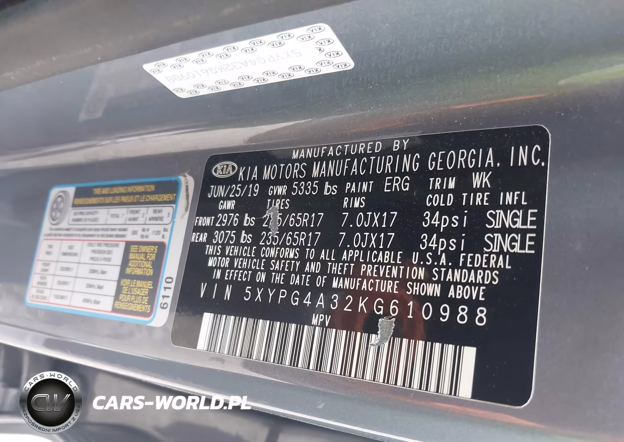 2019 Kia Sorento 2.4L L VIN:5XYPG4A32KG610988 - 9