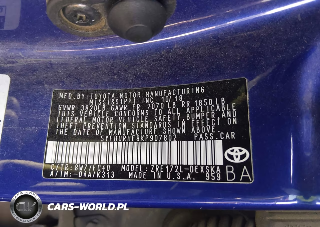 2019 Toyota Corolla Se VIN:5YFBURHE8KP907802 - 9