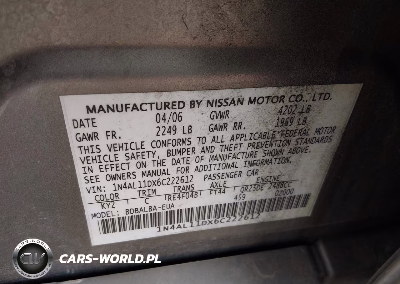 2006 Nissan Altima 2.5 S VIN:1N4AL11DX6C222612 - 9