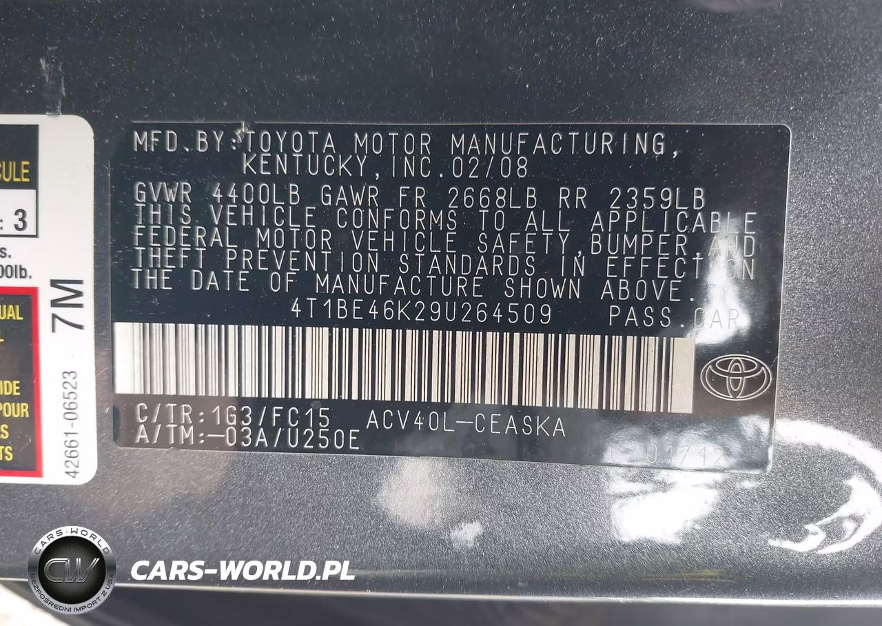 2009 Toyota Camry Se VIN:4T1BE46K29U264509 - 9