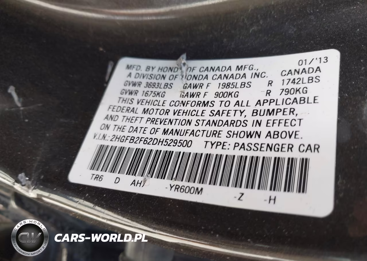 2013 Honda Civic Hf VIN:2HGFB2F62DH529500 - 9
