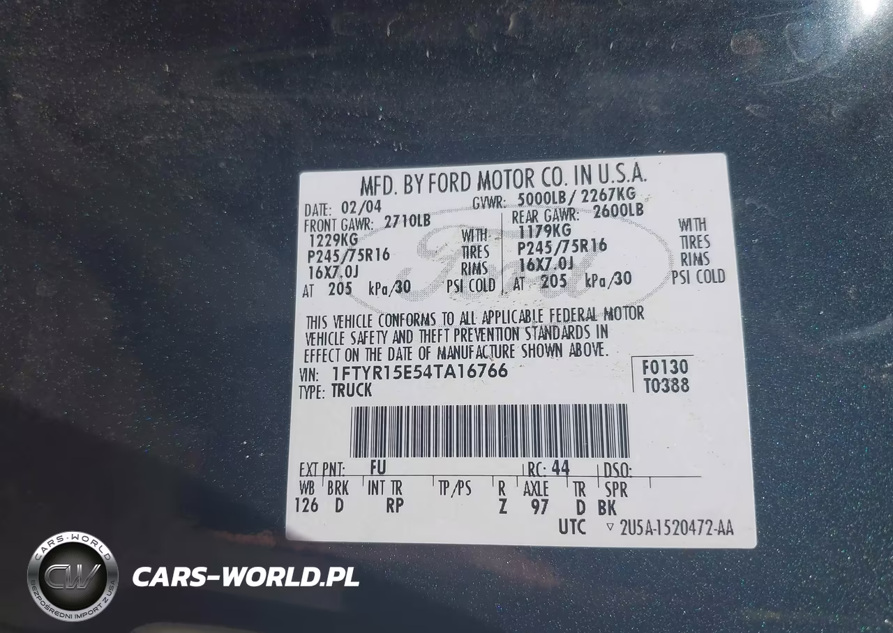 2004 Ford Ranger Xlt VIN:1FTYR15E54TA16766 - 9