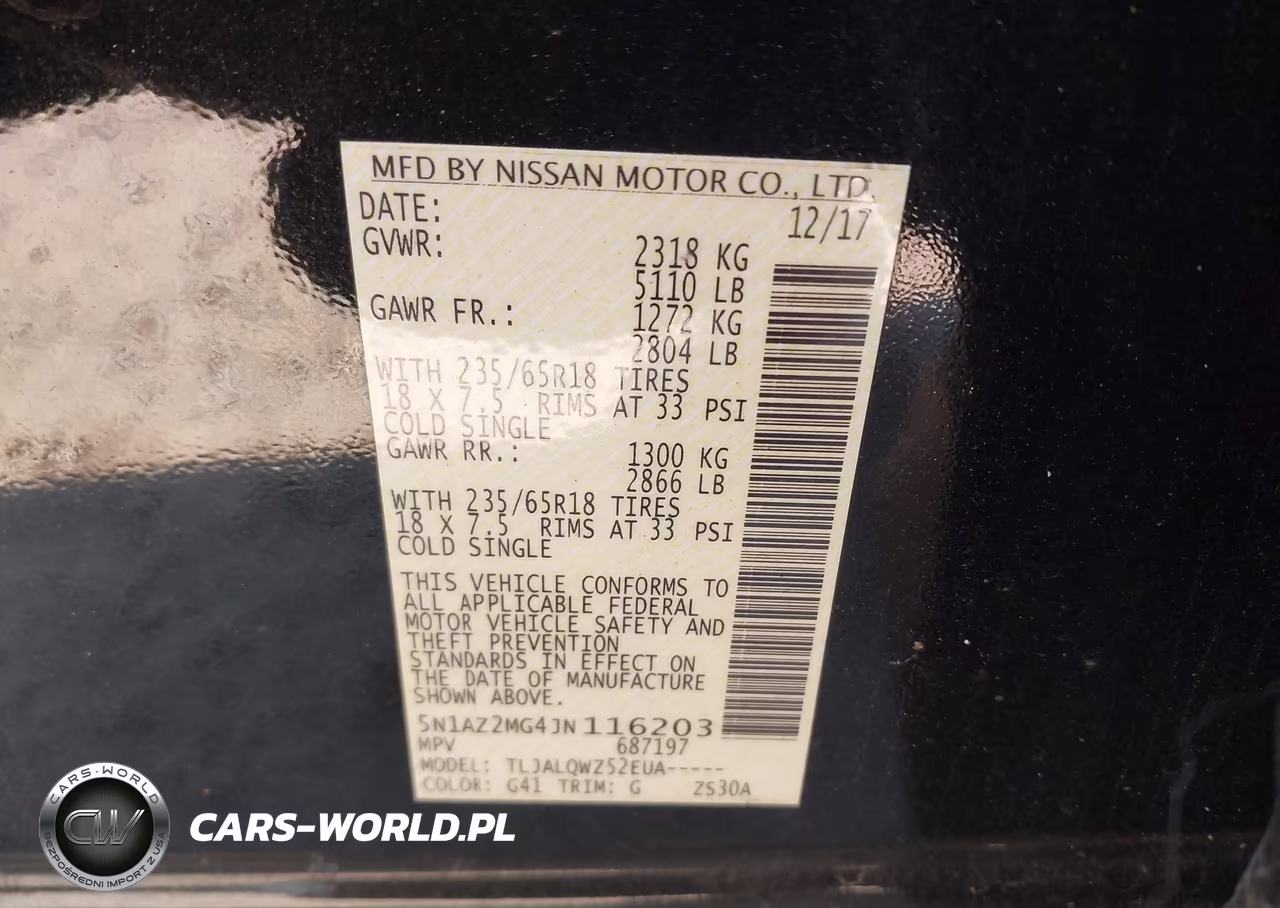 2018 Nissan Murano Sv VIN:5N1AZ2MG4JN116203 - 9