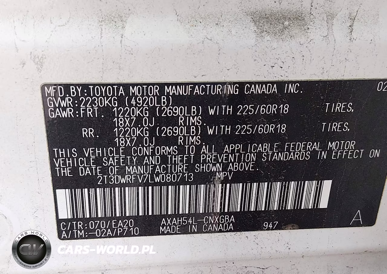 2020 Toyota Rav4 Hybrid Limited VIN:2T3DWRFV7LW080713 - 9