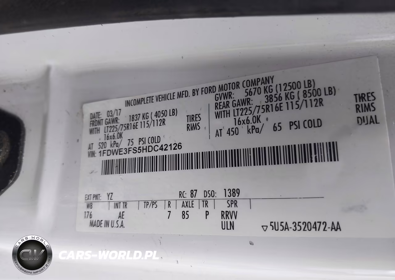 2017 Ford E-350 Cutaway VIN:1FDWE3FS5HDC42126 - 8