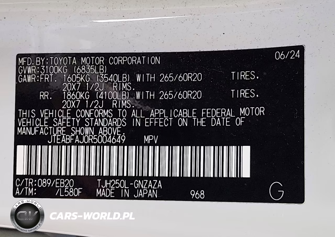 2024 Toyota Land Cruiser VIN:JTEABFAJ0R5004649 - 9