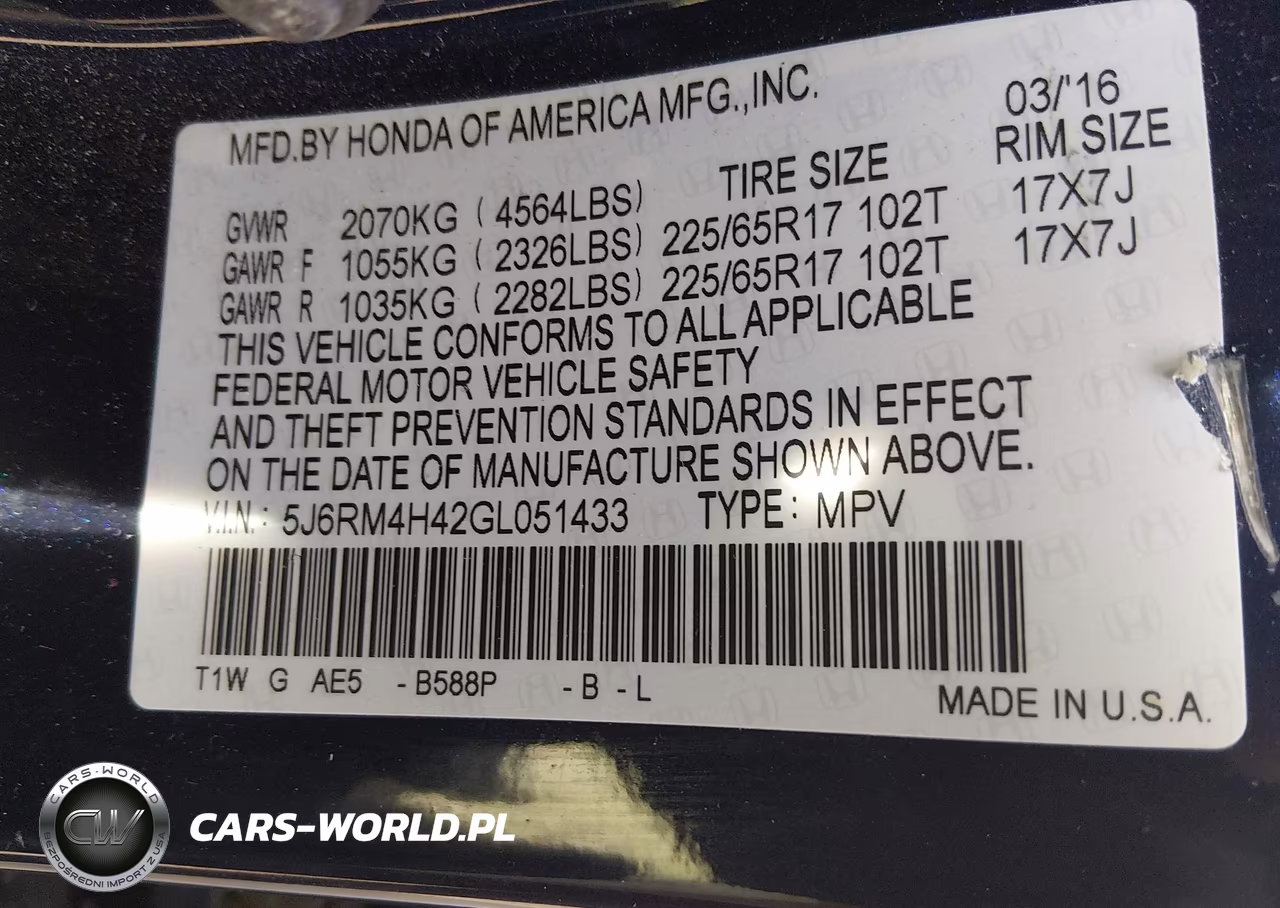 2016 Honda Cr-V Se VIN:5J6RM4H42GL051433 - 9