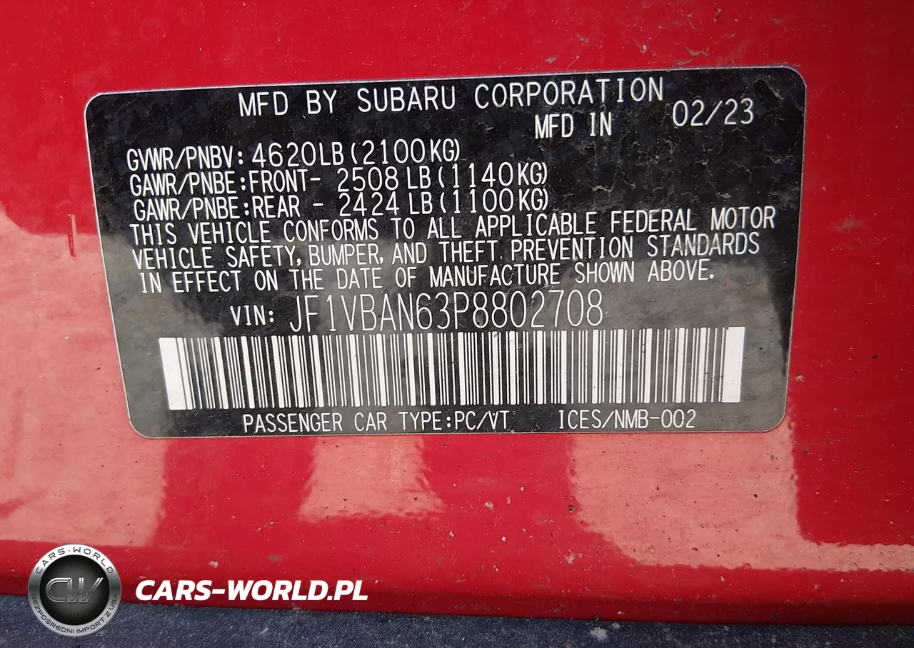 2023 Subaru Wrx Limited VIN:JF1VBAN63P8802708 - 9