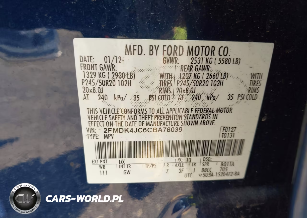 2012 Ford Edge Sel VIN:2FMDK4JC6CBA76039 - 9