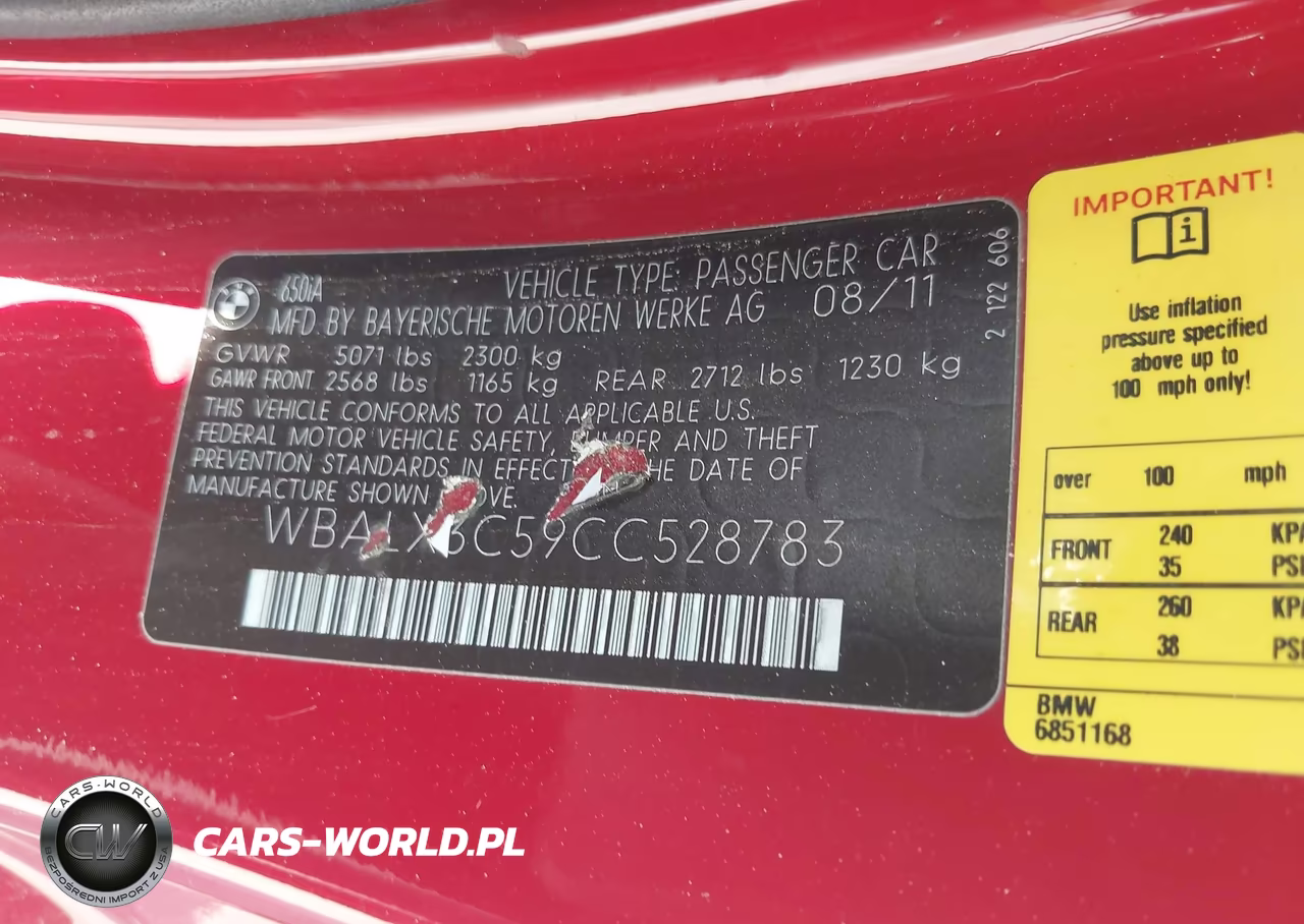 2012 BMW 650I VIN:WBALX3C59CC528783 - 9