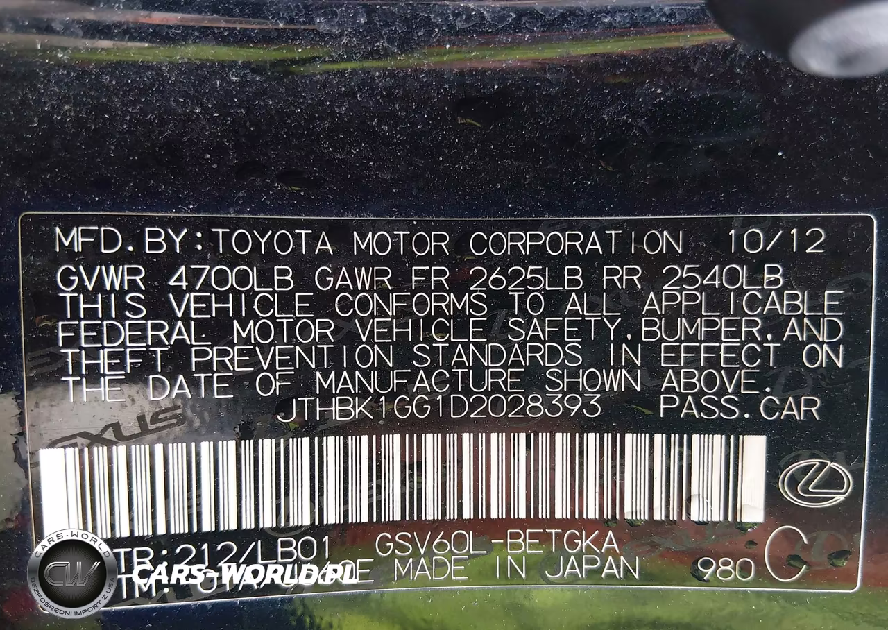 2013 Lexus Es 350 VIN:JTHBK1GG1D2028393 - 9