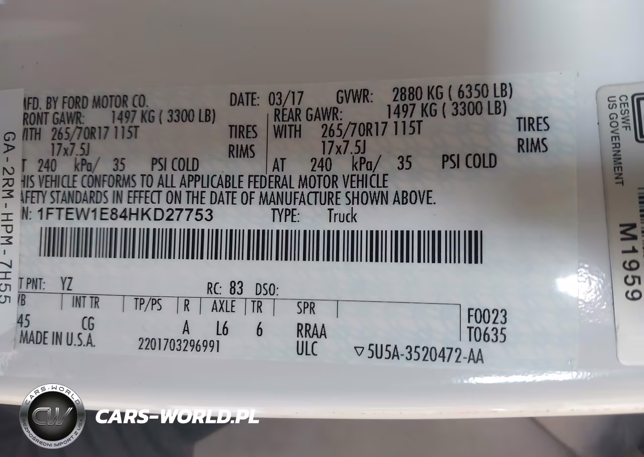 2017 Ford F-150 Xl VIN:1FTEW1E84HKD27753 - 9