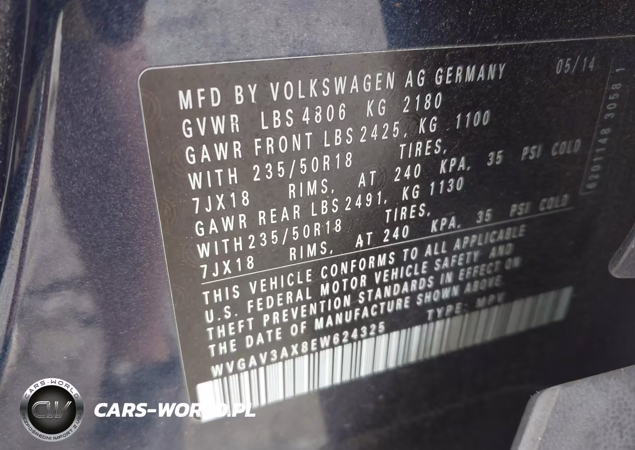 2014 Volkswagen Tiguan Se VIN:WVGAV3AX8EW624325 - 9