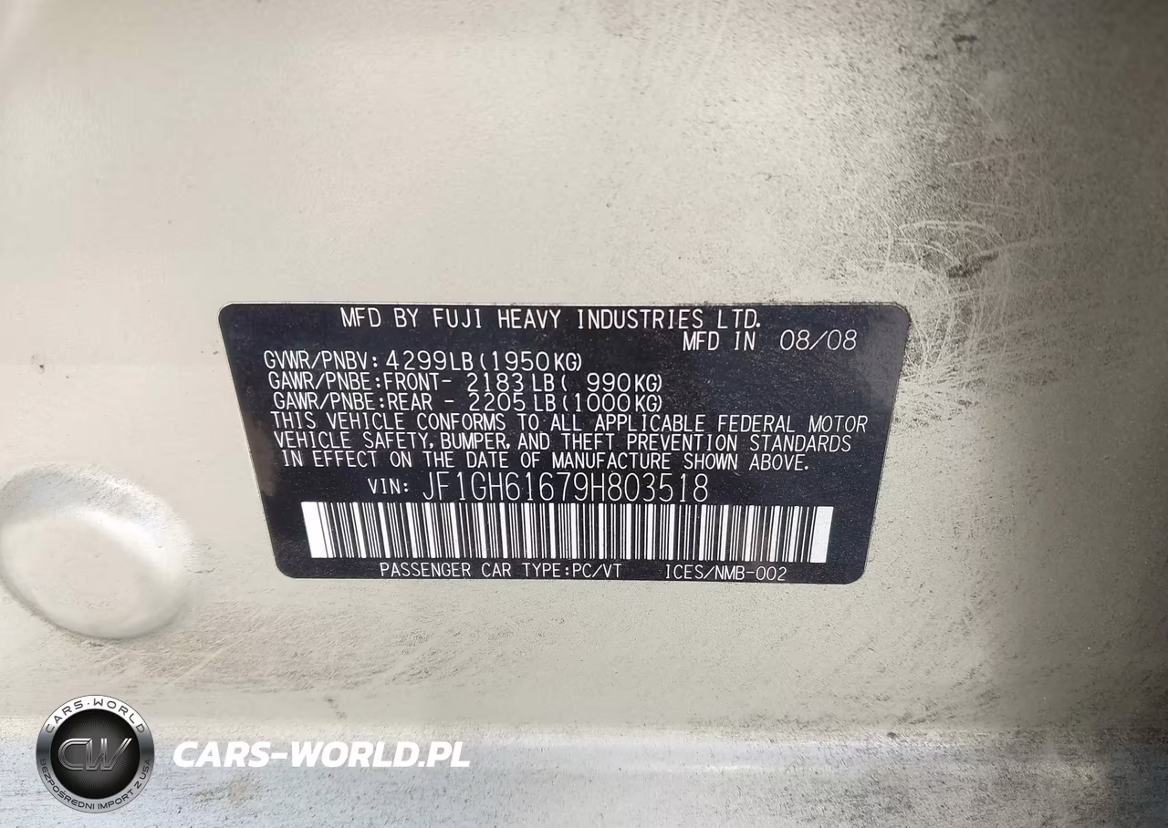 2009 Subaru Impreza 2.5I VIN:JF1GH61679H803518 - 9