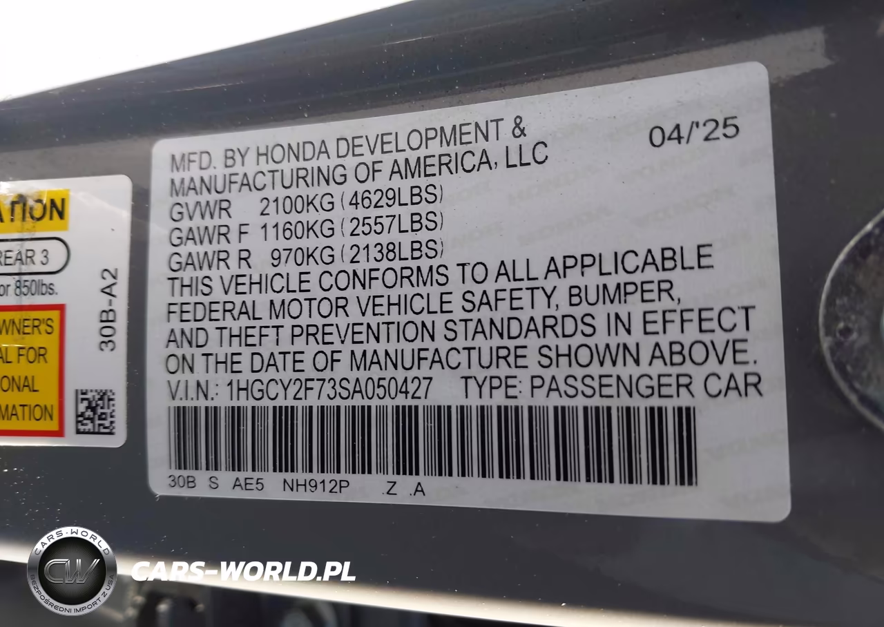 2025 Honda Accord Hybrid Sport-L VIN:1HGCY2F73SA050427 - 9