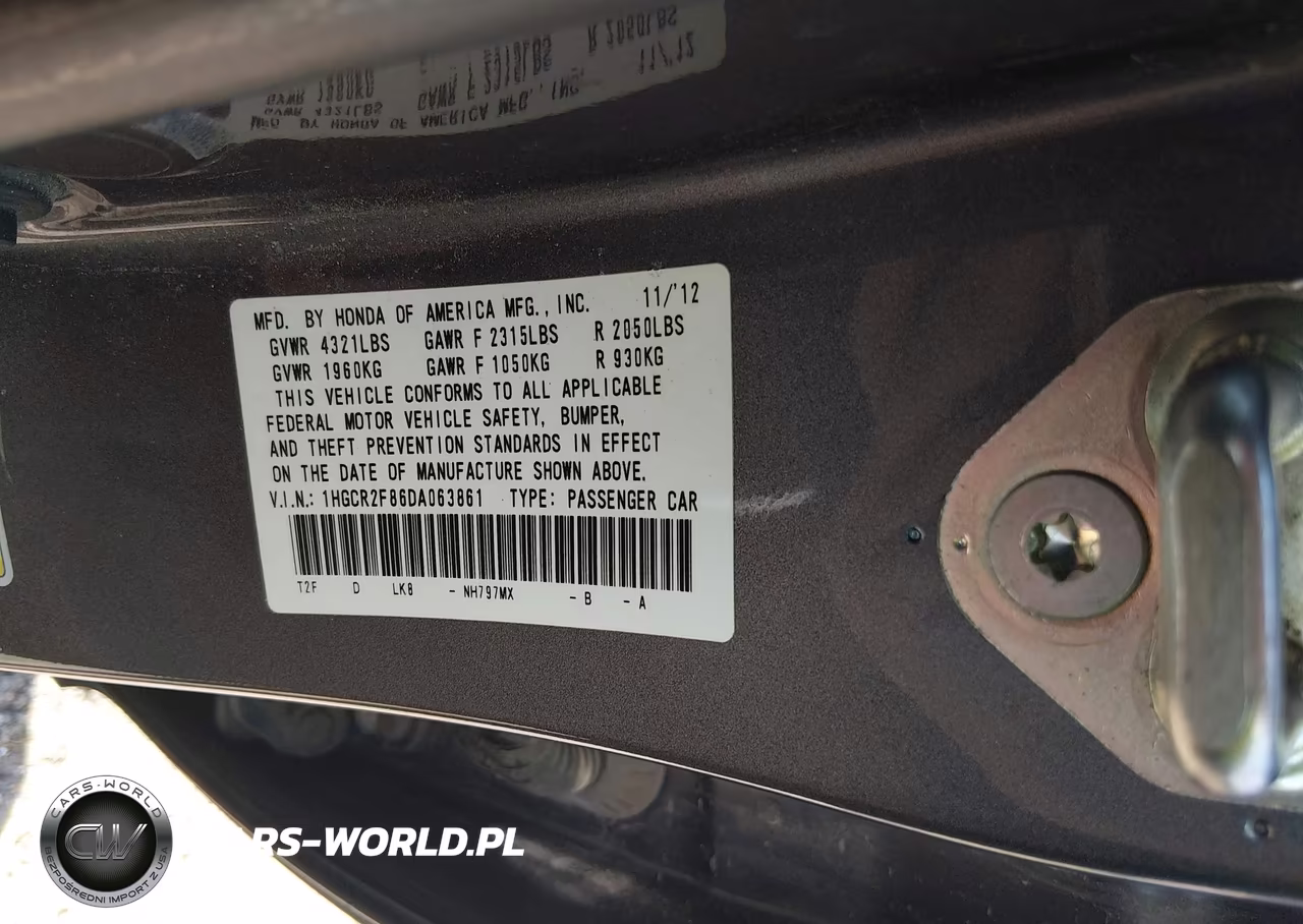 2013 Honda Accord Ex-L VIN:1HGCR2F86DA063861 - 9