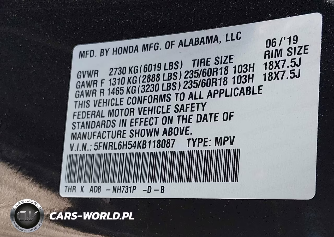 2019 Honda Odyssey Ex VIN:5FNRL6H54KB118087 - 9