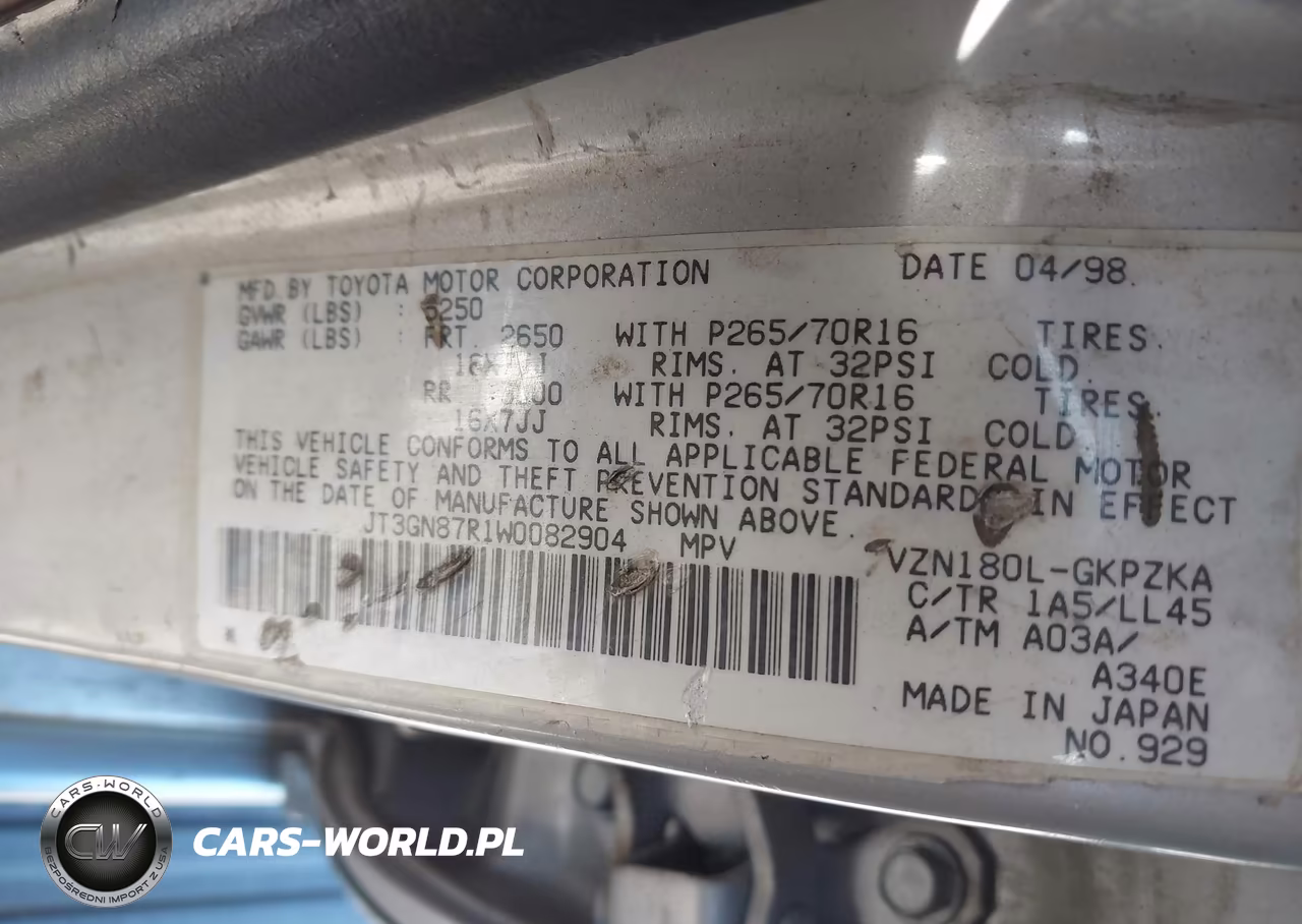 1998 Toyota 4Runner Sr5 V6 Limited VIN:JT3GN87R1W0082904 - 9
