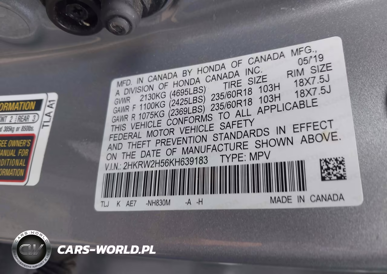 2019 Honda Cr-V Ex VIN:2HKRW2H56KH639183 - 9