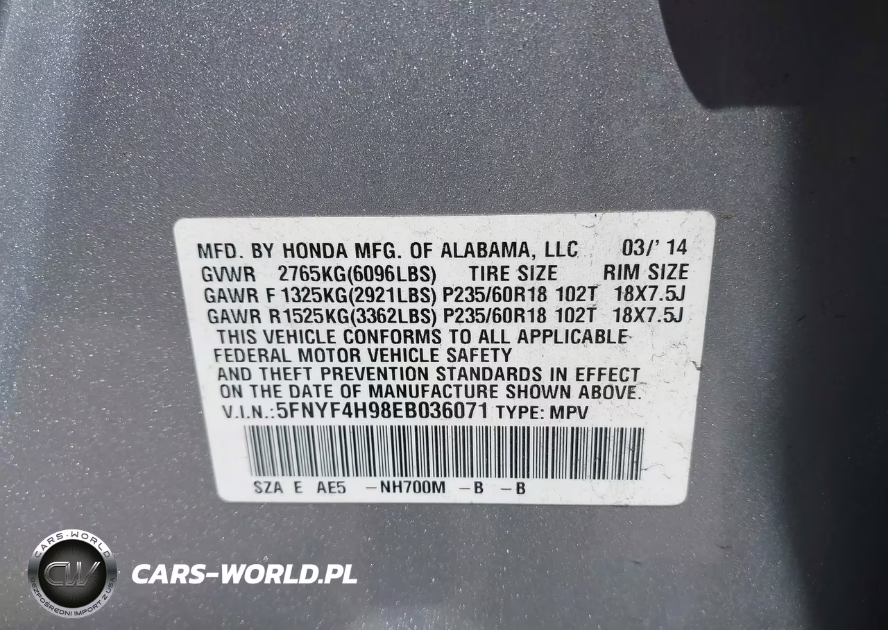 2014 Honda Pilot Touring VIN:5FNYF4H98EB036071 - 9