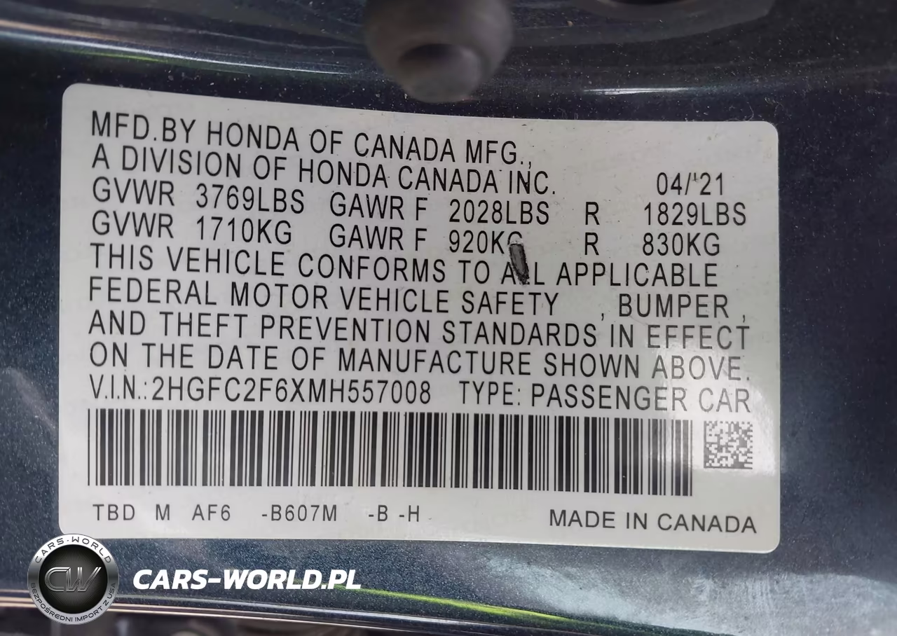 2021 Honda Civic Lx VIN:2HGFC2F6XMH557008 - 9