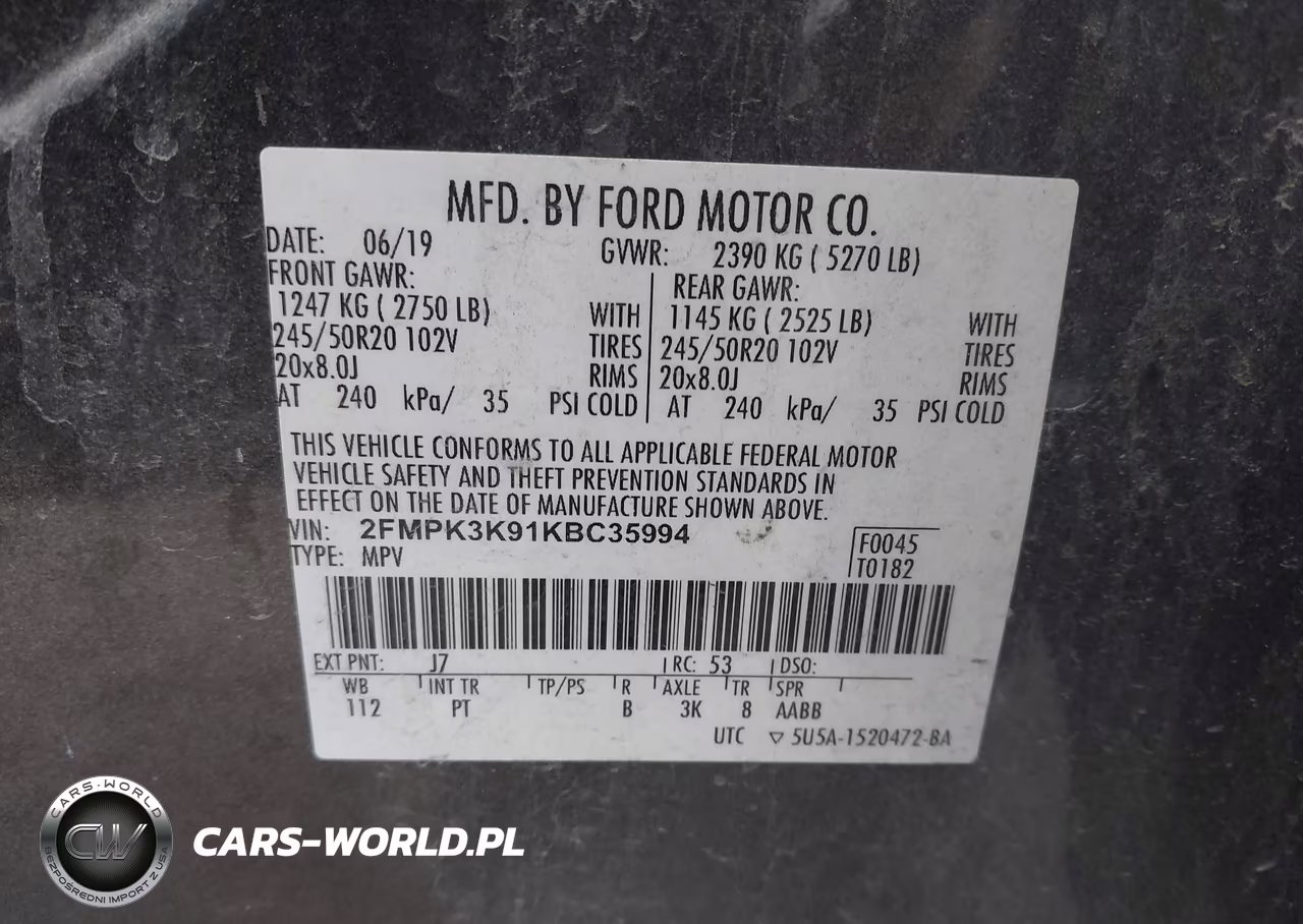 2019 Ford Edge Titanium VIN:2FMPK3K91KBC35994 - 9