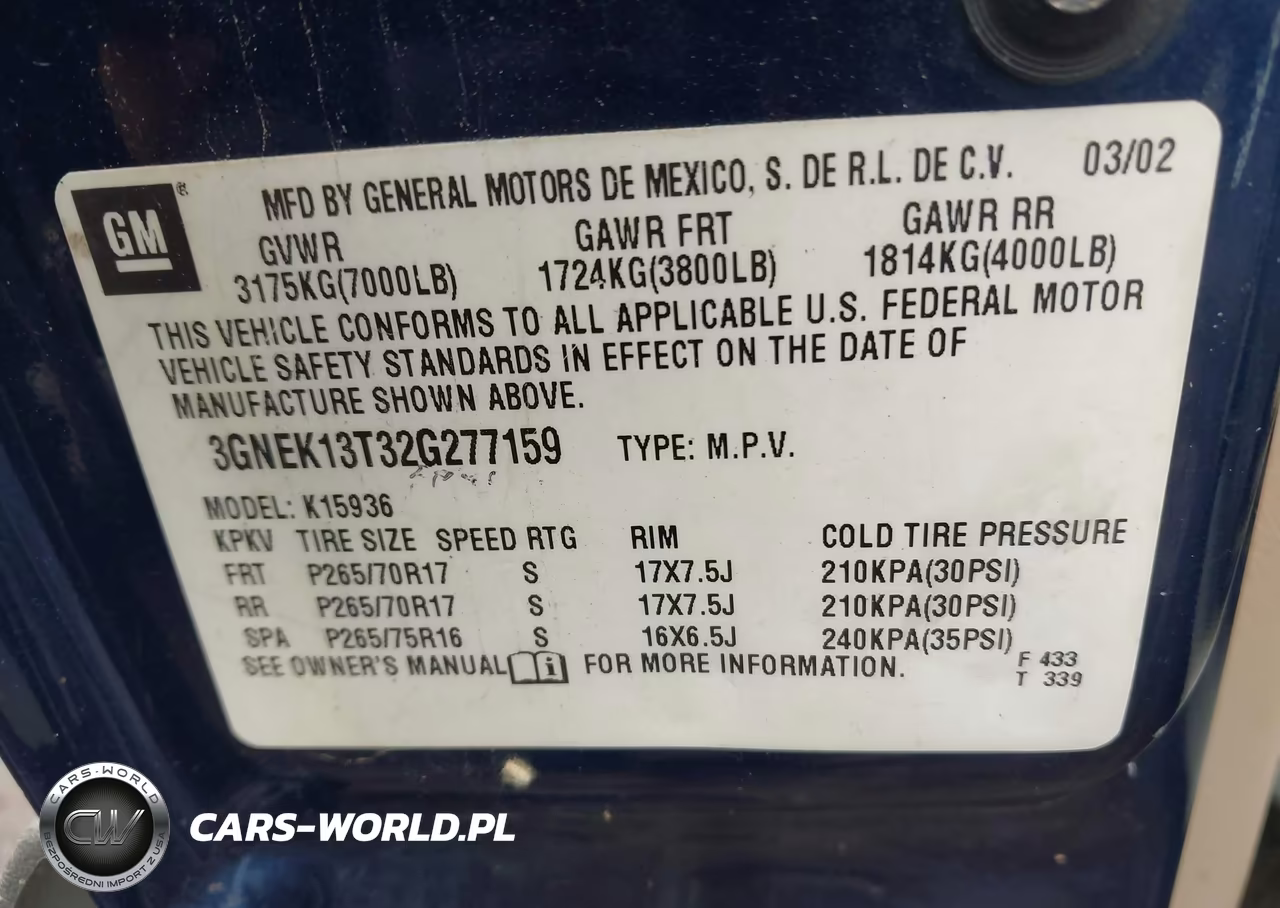 2002 Chevrolet Avalanche 1500 VIN:3GNEK13T32G277159 - 9
