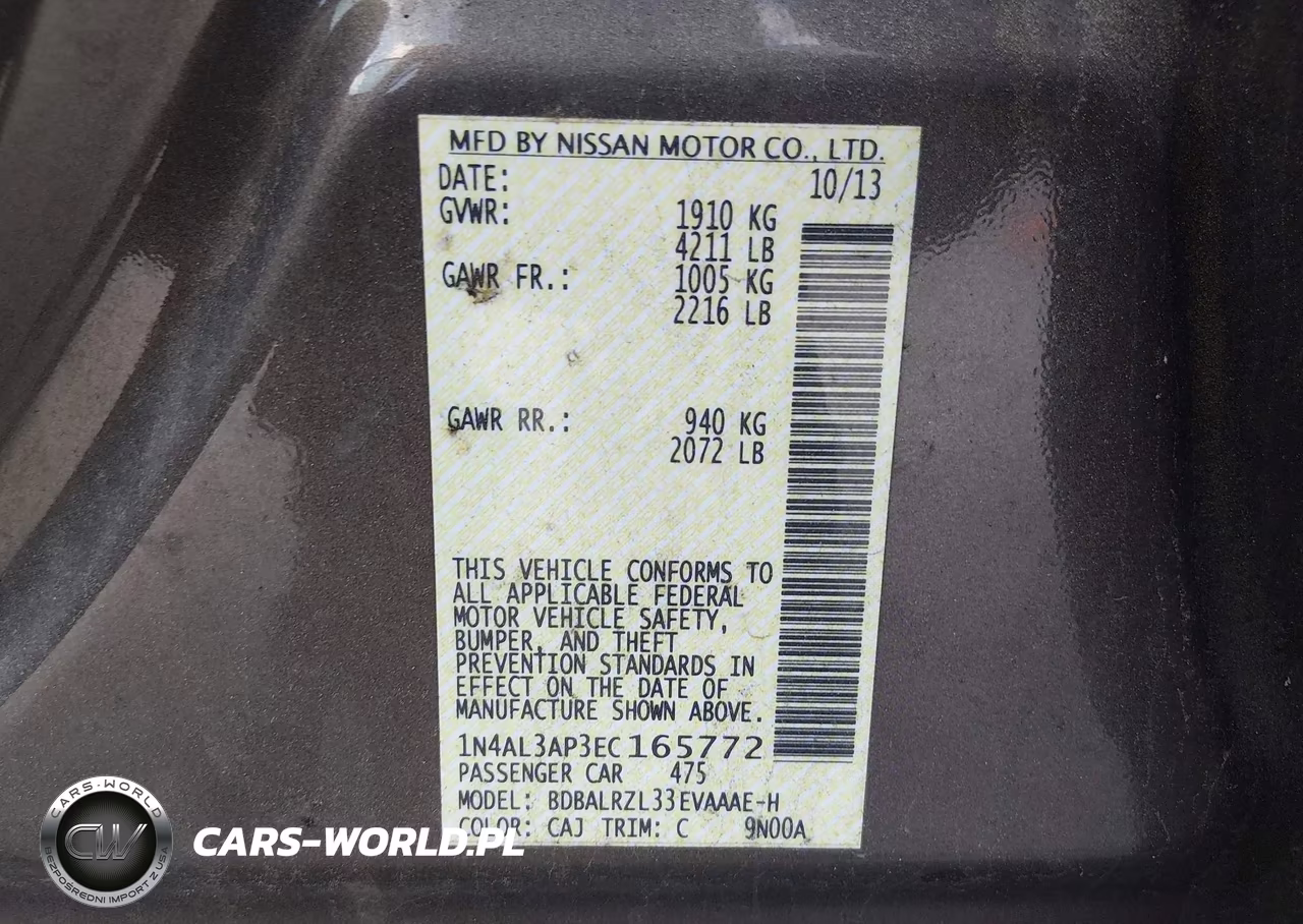2014 Nissan Altima 2.5 S VIN:1N4AL3AP3EC165772 - 9