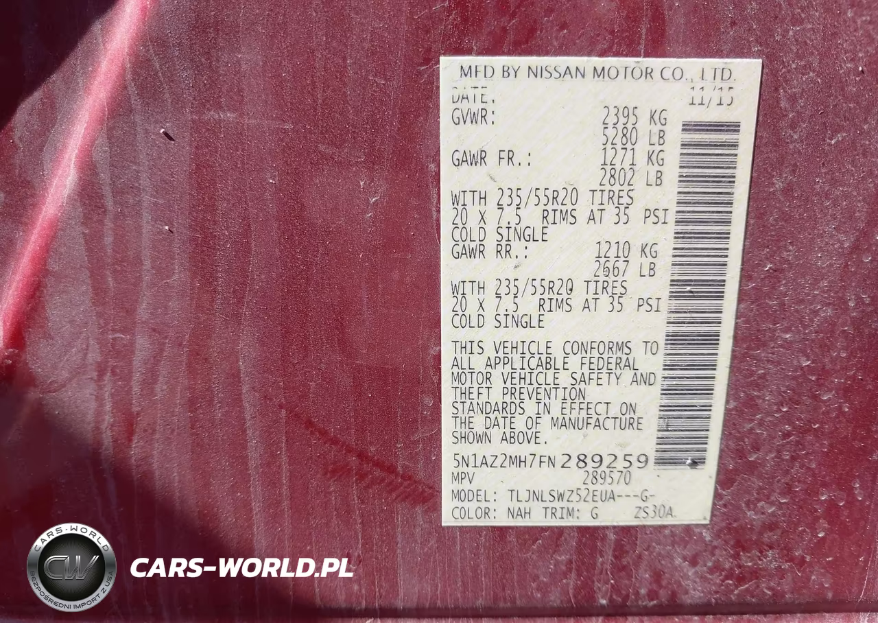 2015 Nissan Murano Platinum VIN:5N1AZ2MH7FN289259 - 9