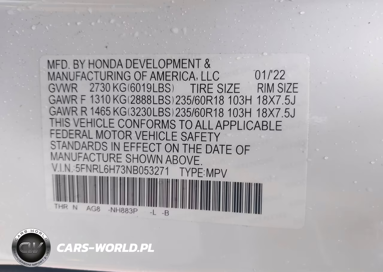 2022 Honda Odyssey Ex-L VIN:5FNRL6H73NB053271 - 9