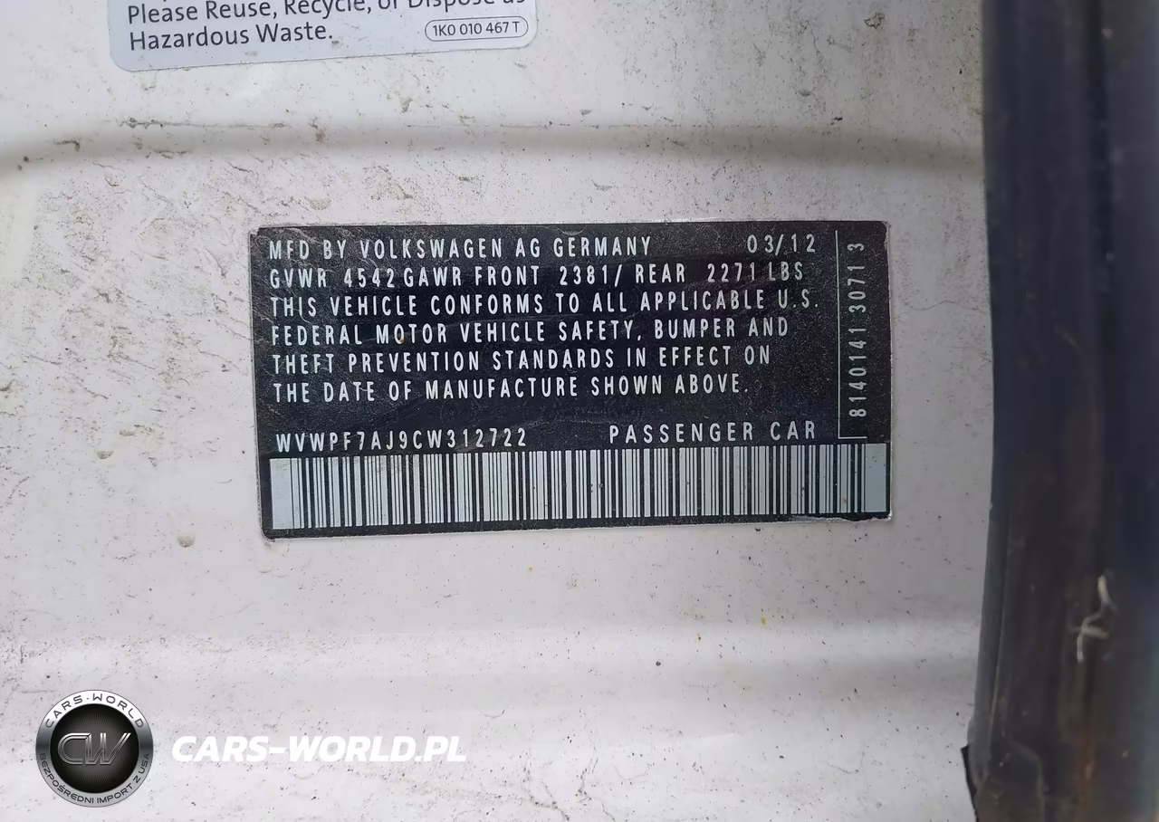 2012 Volkswagen Golf R 4-Door VIN:WVWPF7AJ9CW312722 - 9