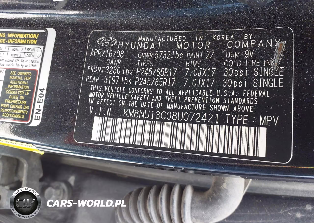 2008 Hyundai Veracruz Gls-Limited-Se VIN:KM8NU13C08U072421 - 9