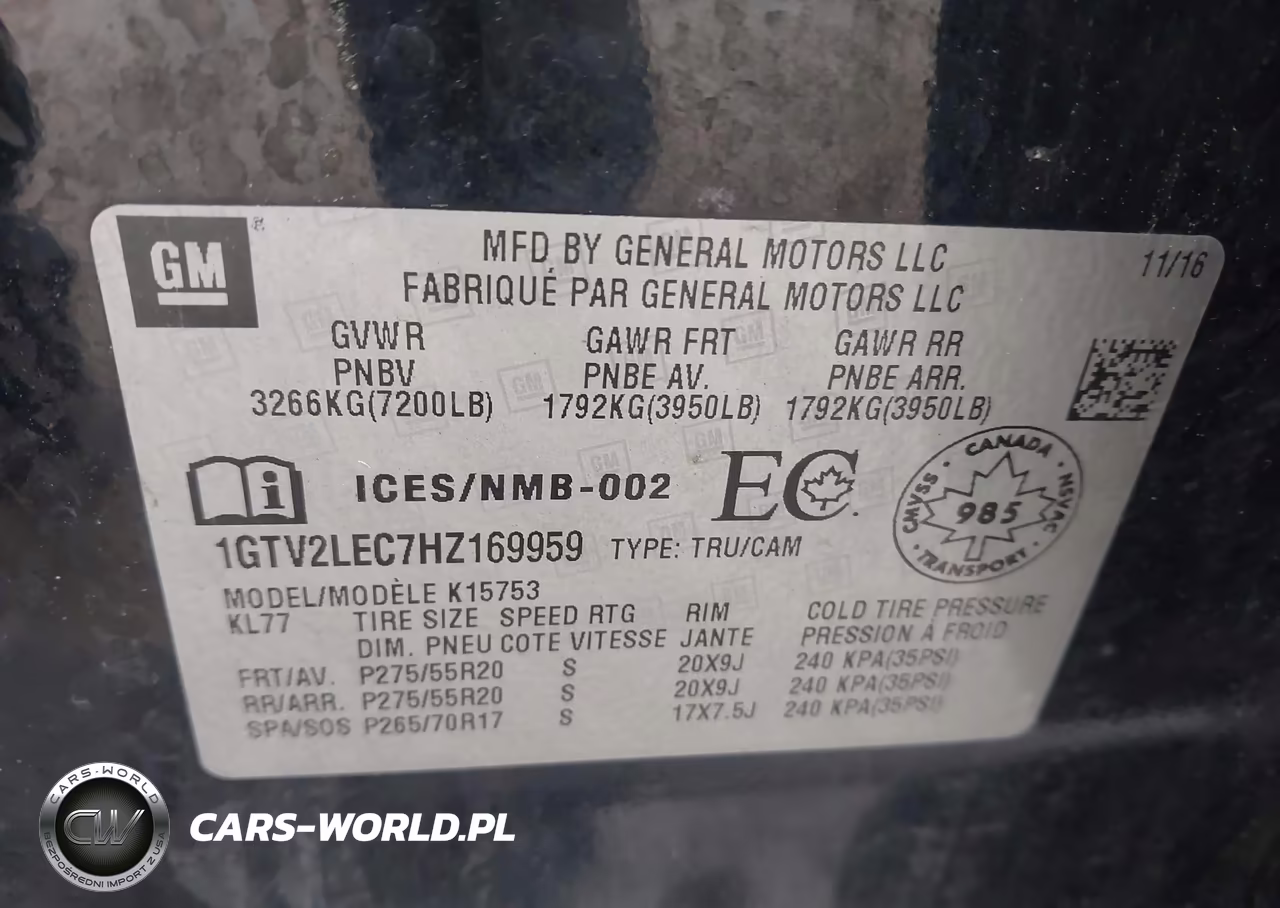 2017 GMC Sierra 1500 VIN:1GTV2LEC7HZ169959 - 9