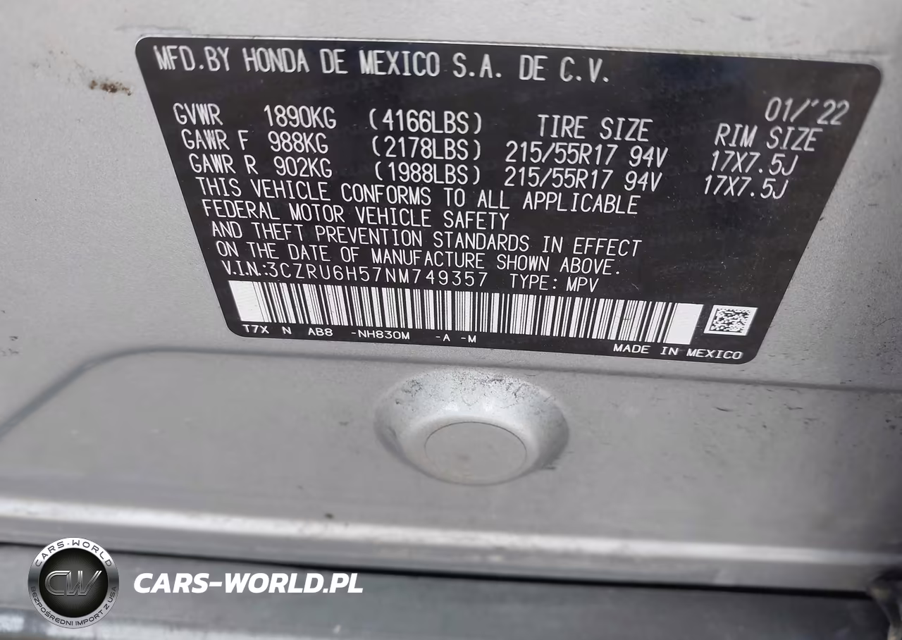 2022 Honda Hr-V Awd Ex VIN:3CZRU6H57NM749357 - 9