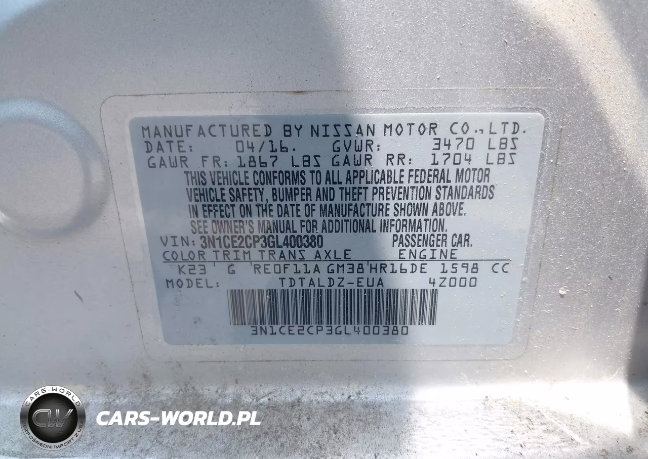 2016 Nissan Versa Note Sv VIN:3N1CE2CP3GL400380 - 9
