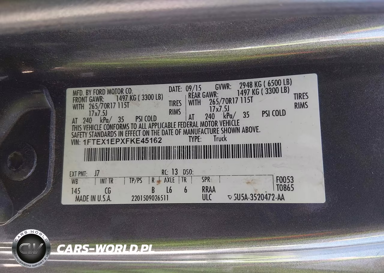 2015 Ford F-150 Xl VIN:1FTEX1EPXFKE45162 - 9