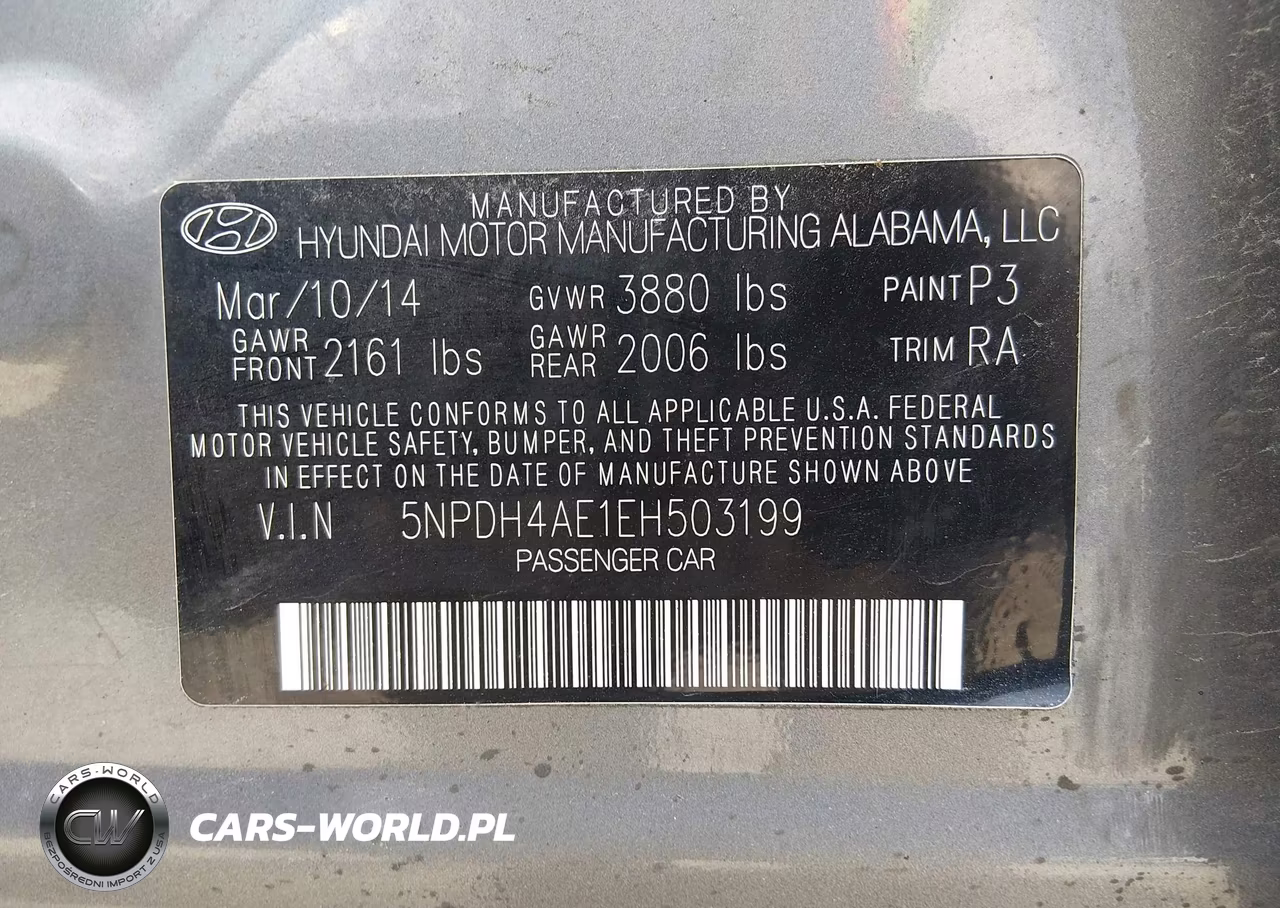 2014 Hyundai Elantra Se VIN:5NPDH4AE1EH503199 - 9