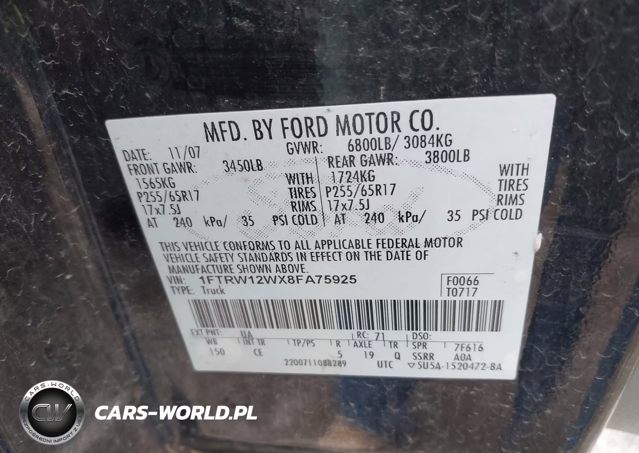 2008 Ford F-150 Xl VIN:1FTRW12WX8FA75925 - 9