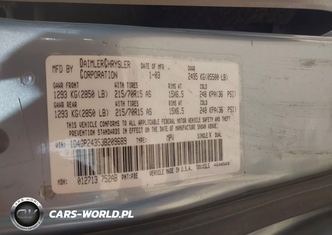 2003 Dodge Grand Caravan Se VIN:1D4GP24353B209689 - 9
