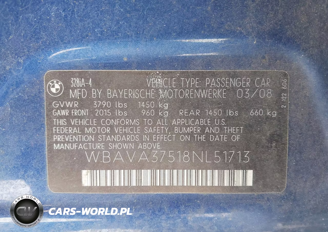 2008 BMW 328I VIN:WBAVA37518NL51713 - 9
