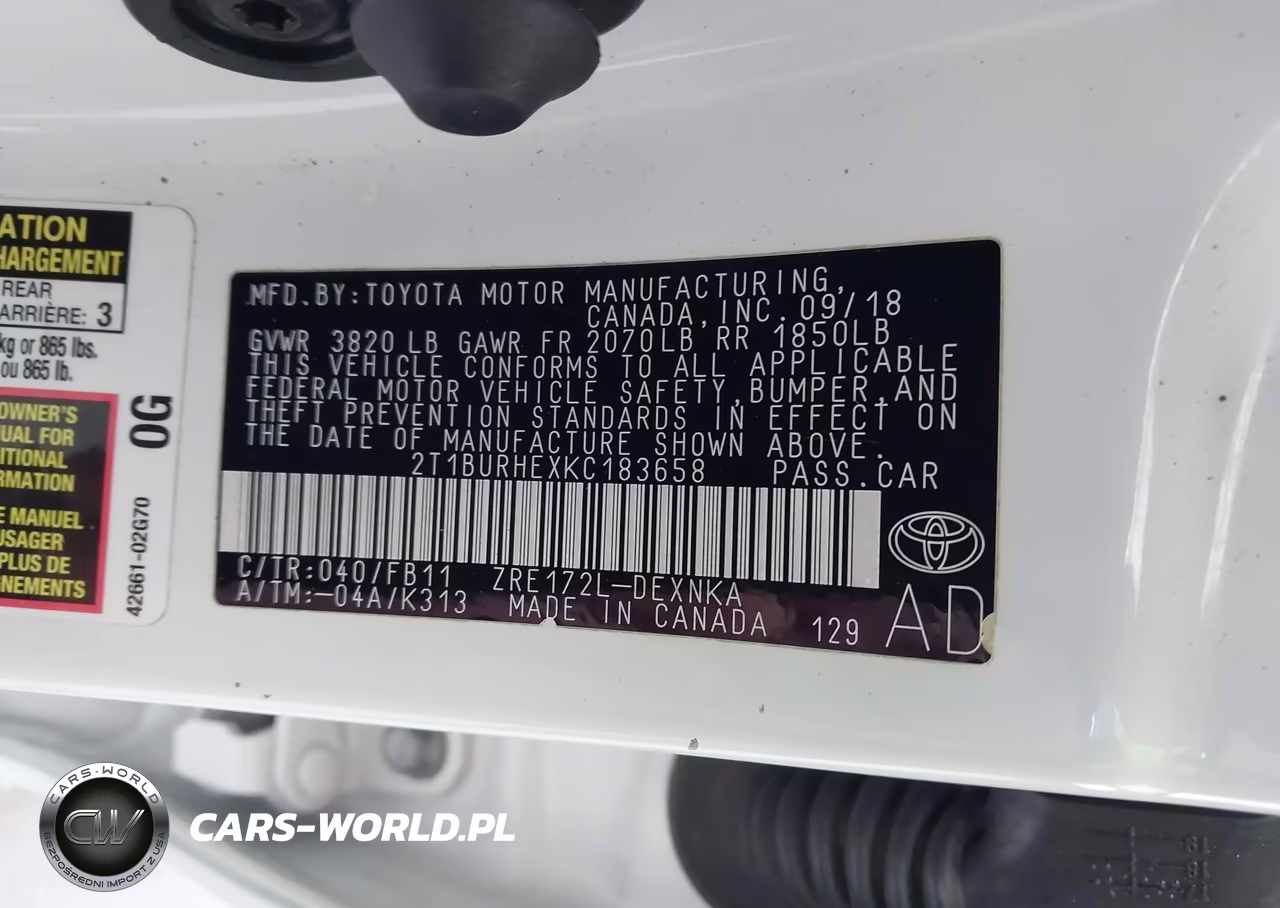 2019 Toyota Corolla Le VIN:2T1BURHEXKC183658 - 9