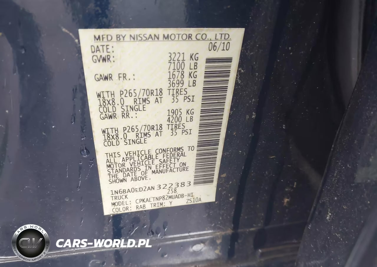 2010 Nissan Titan Se VIN:1N6BA0ED2AN322383 - 9