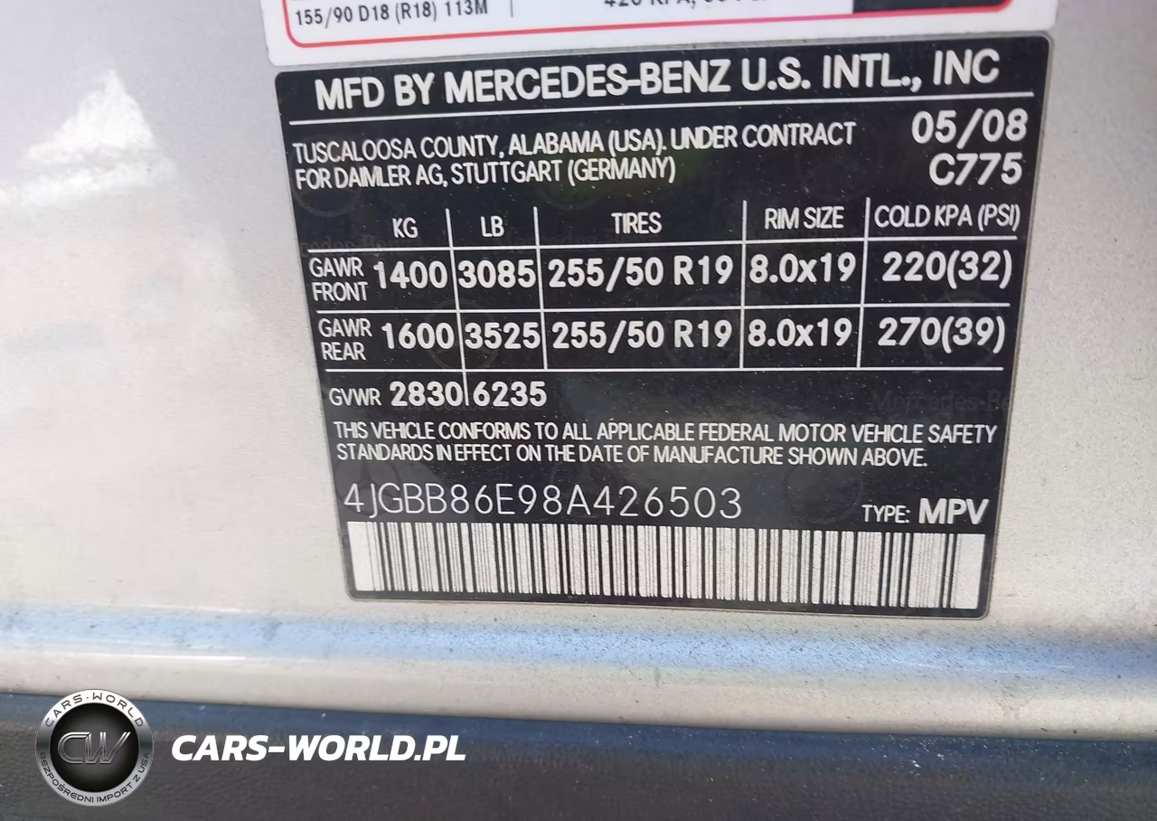 2008 Mercedes-Benz Ml 350 4Matic VIN:4JGBB86E98A426503 - 9