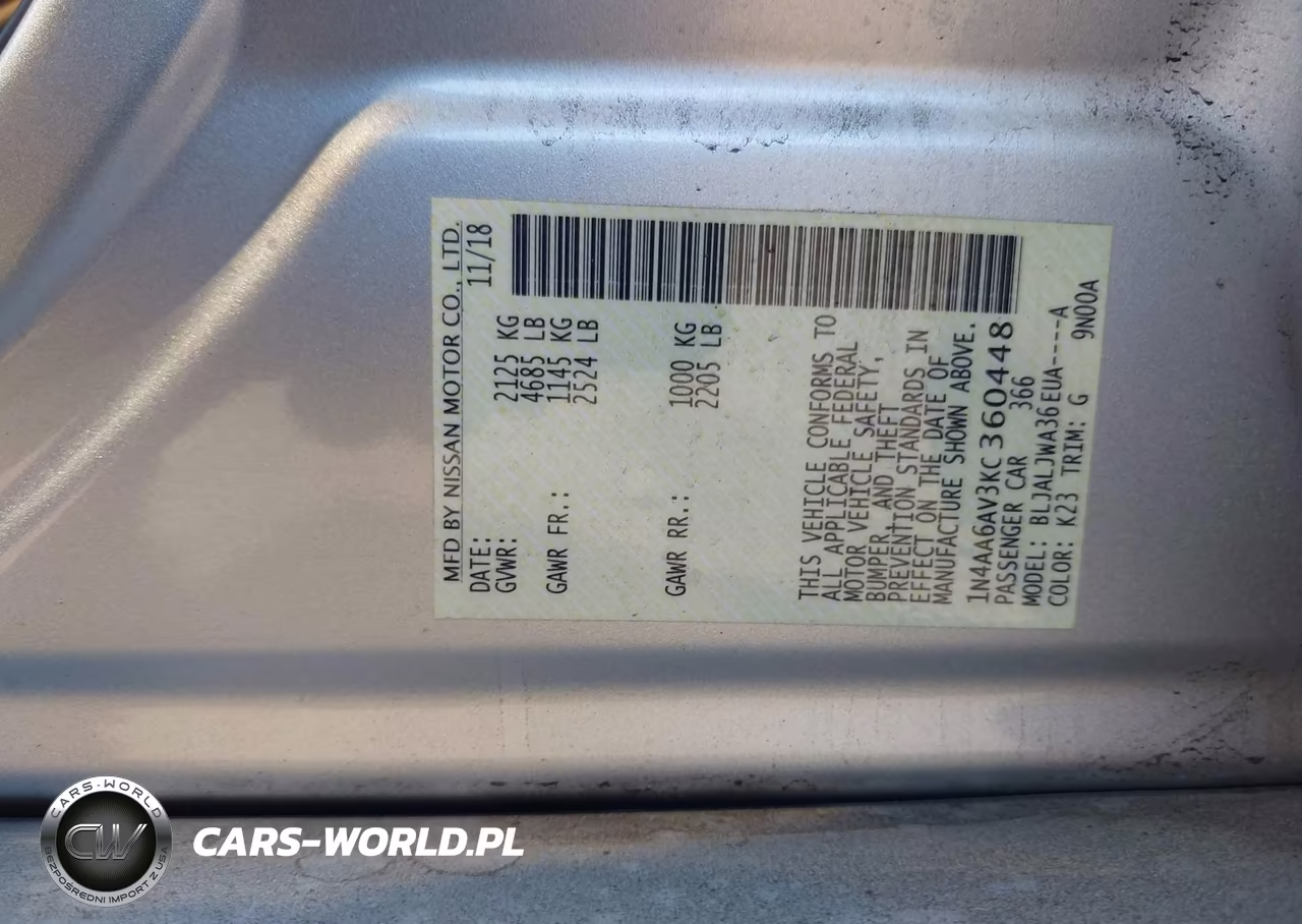 2019 Nissan Maxima 3.5 Sv VIN:1N4AA6AV3KC360448 - 9