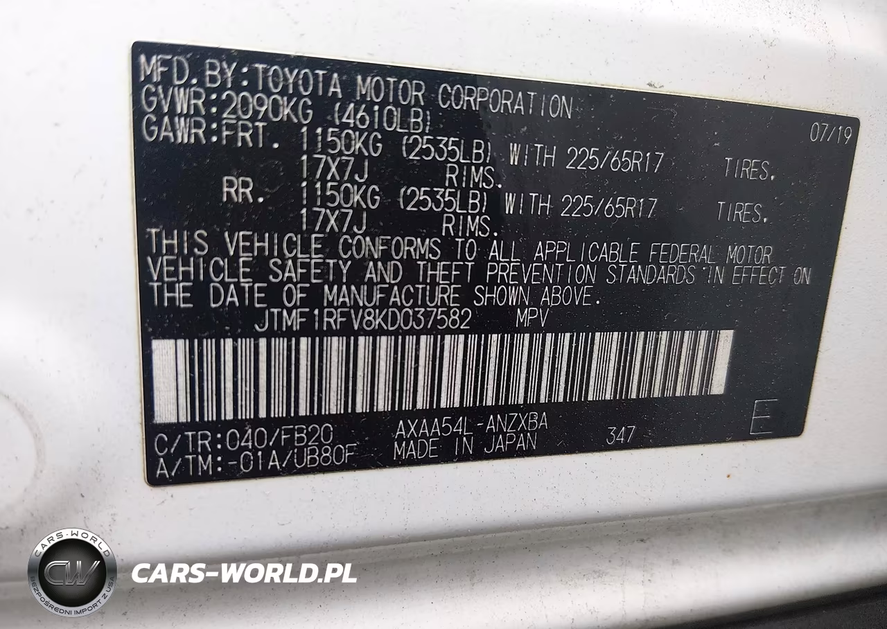 2019 Toyota Rav4 Le VIN:JTMF1RFV8KD037582 - 9