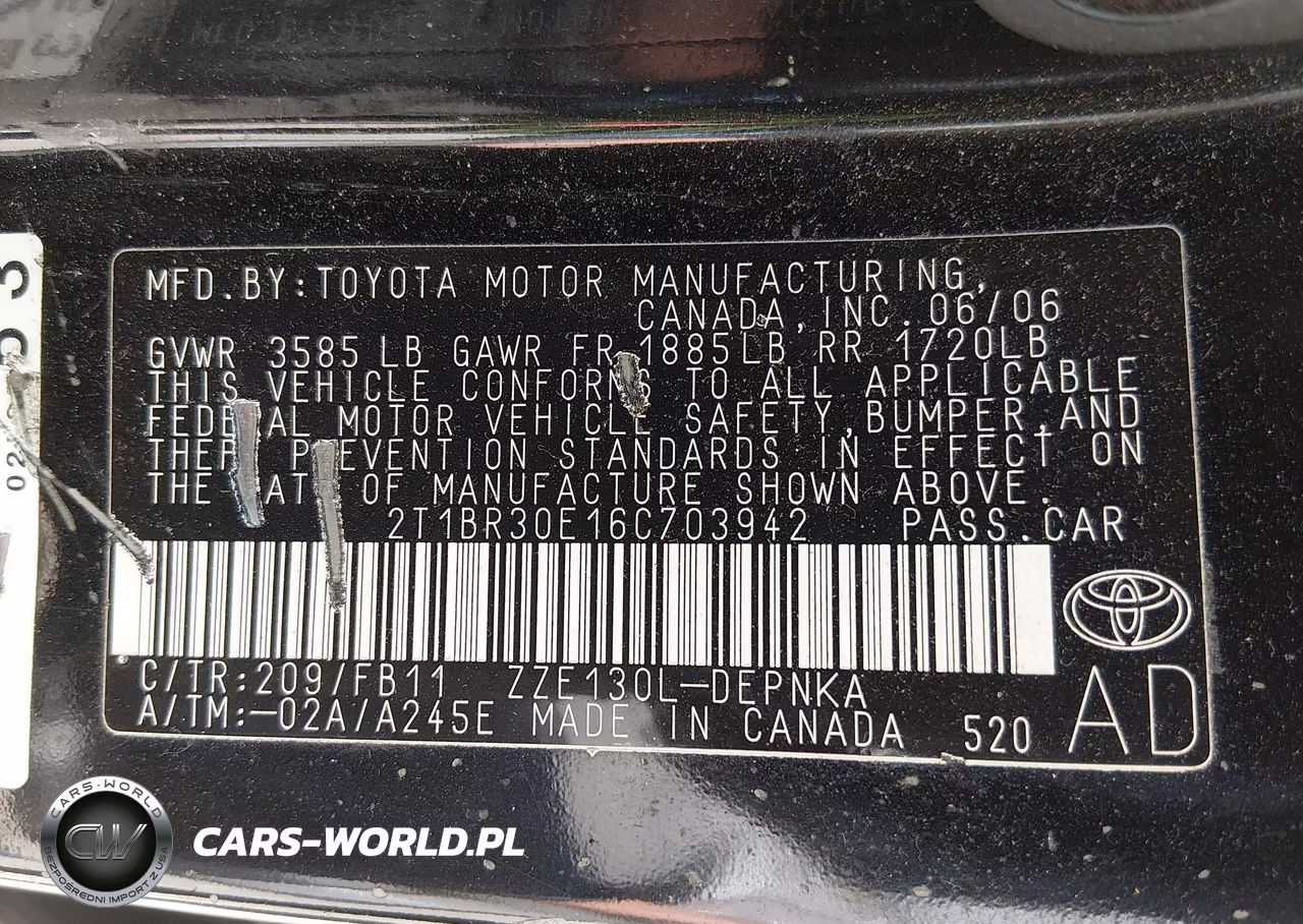 2006 Toyota Corolla Le VIN:2T1BR30E16C703942 - 9
