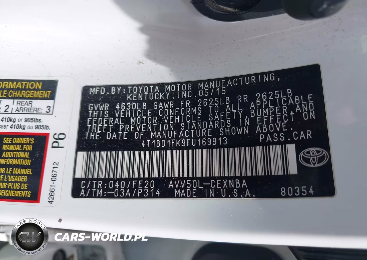 2015 Toyota Camry Hybrid Le VIN:4T1BD1FK9FU169913 - 9