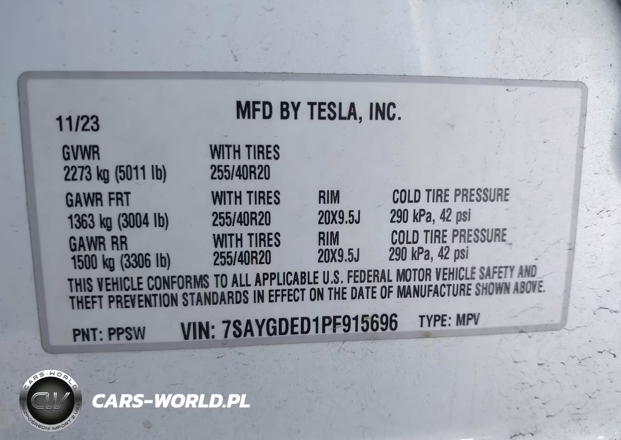 2023 Tesla Model Y Rwd VIN:7SAYGDED1PF915696 - 9